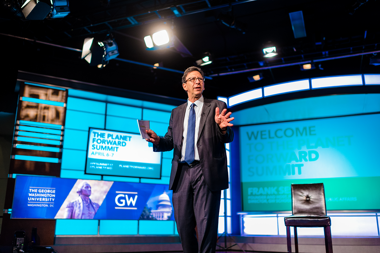 Planet Forward Founder Frank Sesno welcomes attendees to the Summit. (Photos by Mason Photography/The George Washington University)